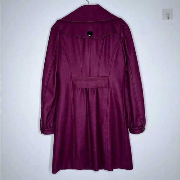 Guess Vintage Wool Blend Trench Coat/Jacket Dark Purple Women's Size Small - Picture 8 of 8